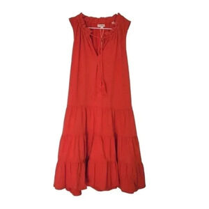 Max Studio Sleeveless Red Tiered Dress w/ Tassels Small